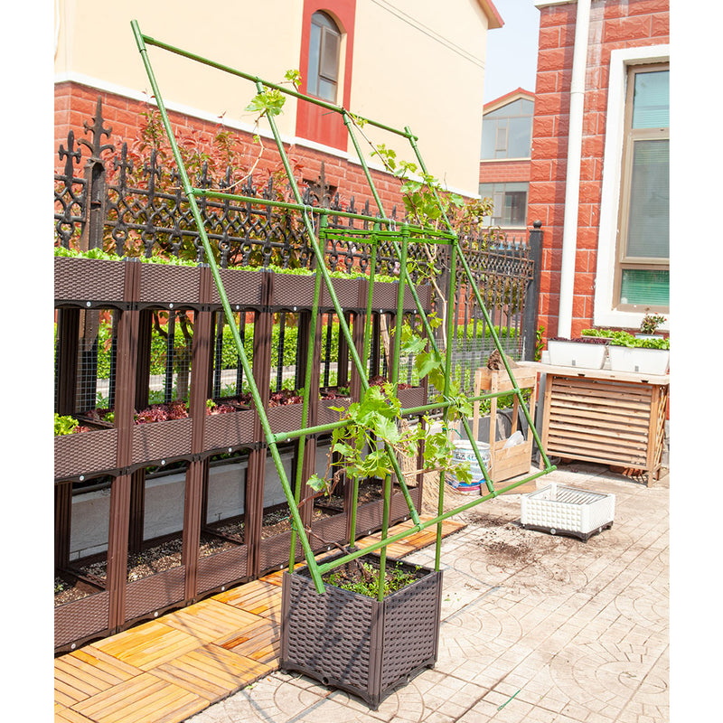 160x160cm Inclined Plant Trellis Frame Metal Pvc Garden Vine Support Green