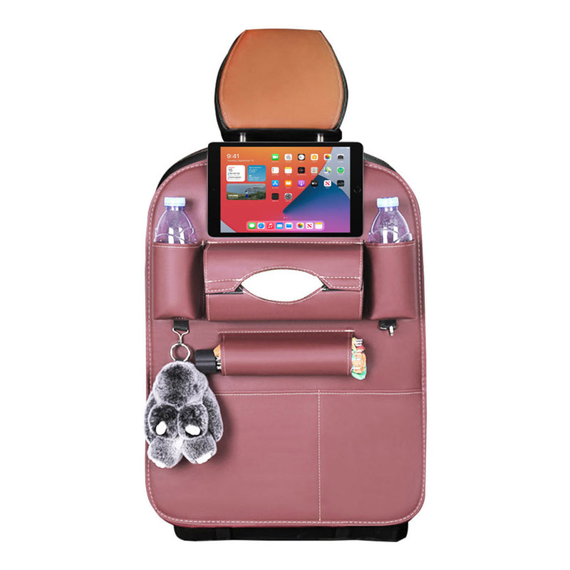 2X Car Back Seat Organizer PVC Leather 50x65cm Pocket Tablet Holder Coffee