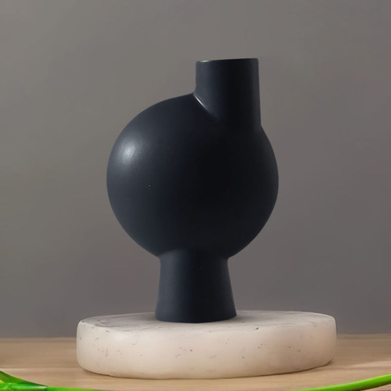 2X Ceramic Modern Abstract Vase 17.8x6.3x26.7cm Narrow Neck Black