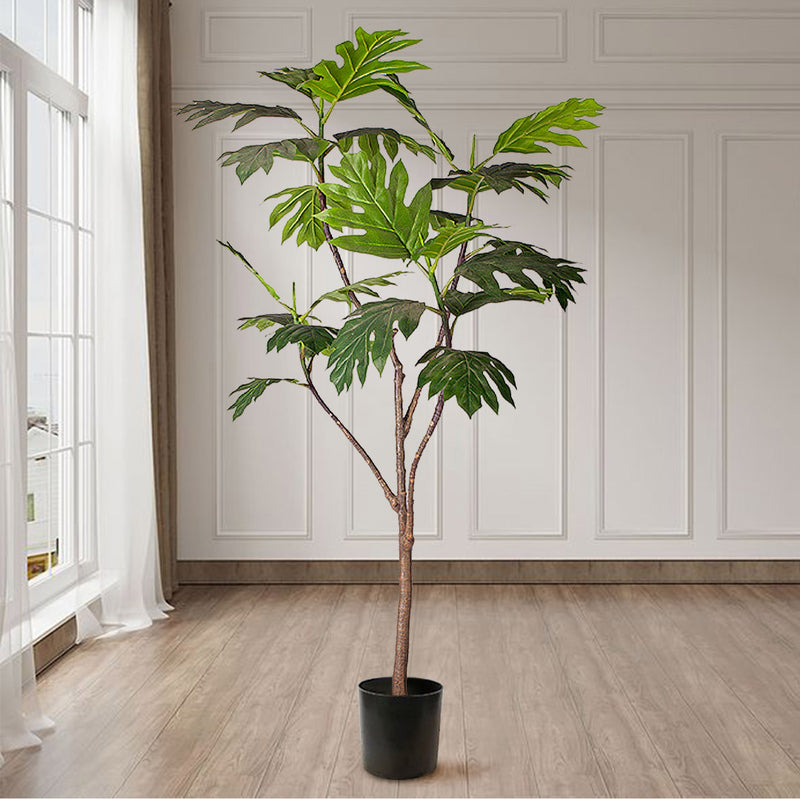 180cm Artificial Split Leaf Philodendron Tree Polyethylene Green With Pot Indoor
