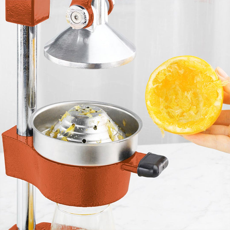Commercial Manual Hand Press Juicer Cast Iron Base 304 Stainless Steel Cone Orange