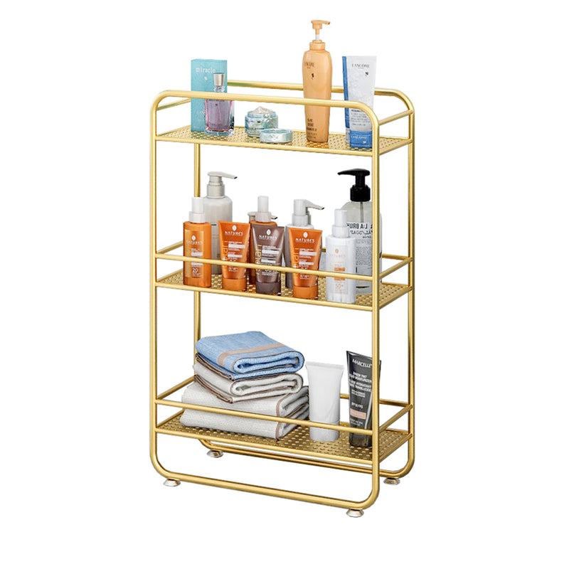 3 Tier Rectangular Metal Bathroom Shelf Gold 50x20x80cm Multipurpose Organizer