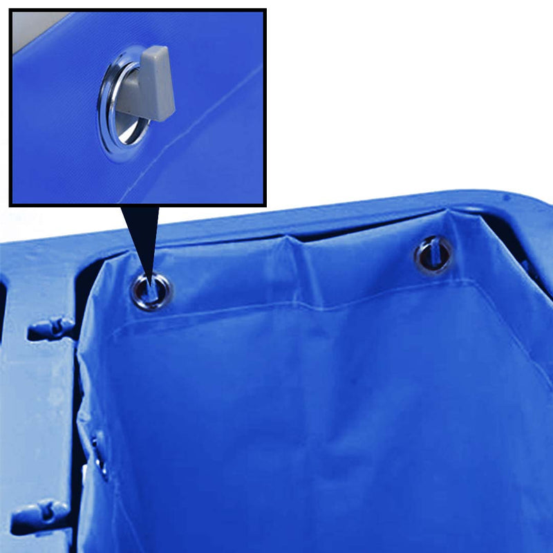 2X 3 Tier Blue Plastic Janitor Cart With Bag Waterproof Easy to Clean and Move