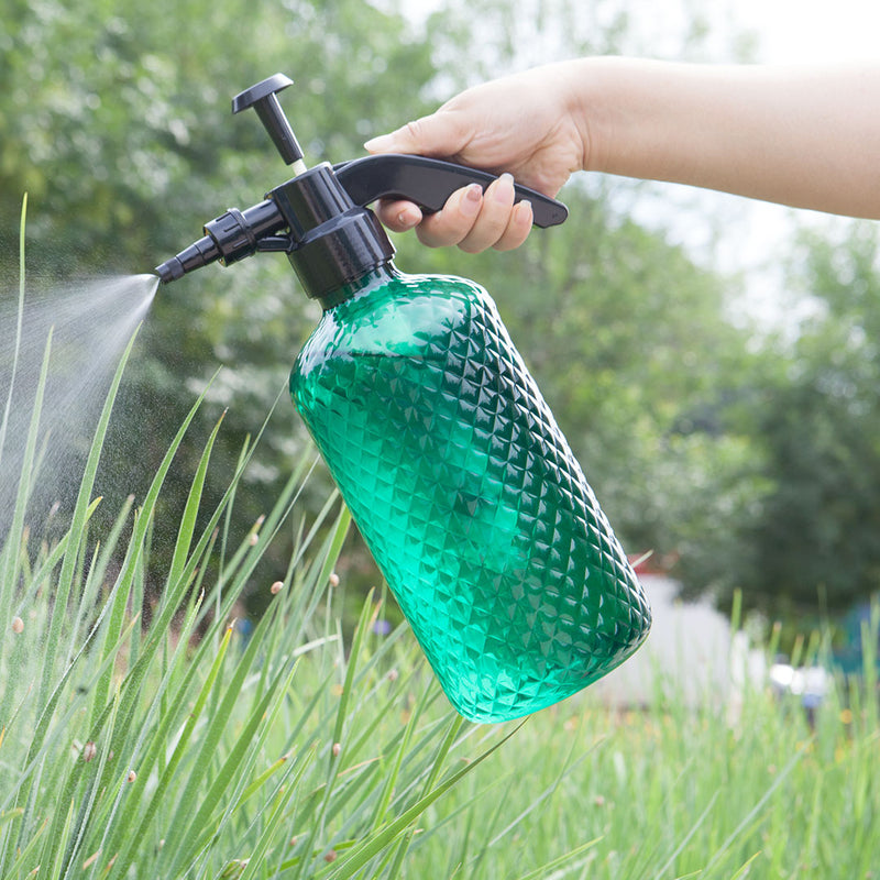 2X 2 Liter Pet Plastic Handheld Pump Mist Spray Bottle Adjustable Nozzle Green