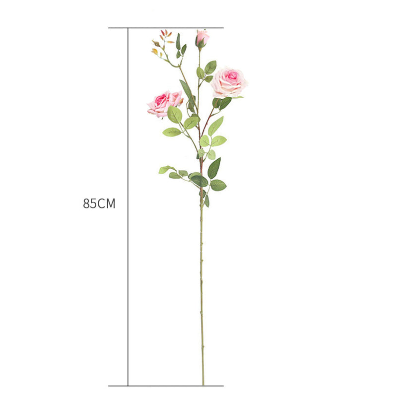 85cm Clear Glass And Gold Metal Floor Vase With 12pcs Pink Artificial Flowers