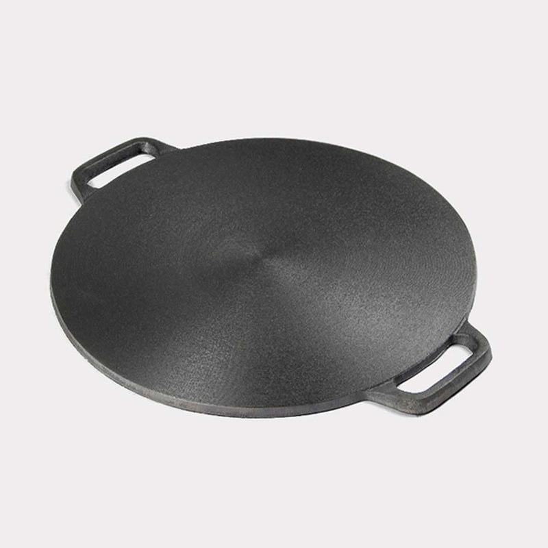 Cast Iron Crepe Pan 34cm Pre Seasoned Nonstick Shallow Edges Black