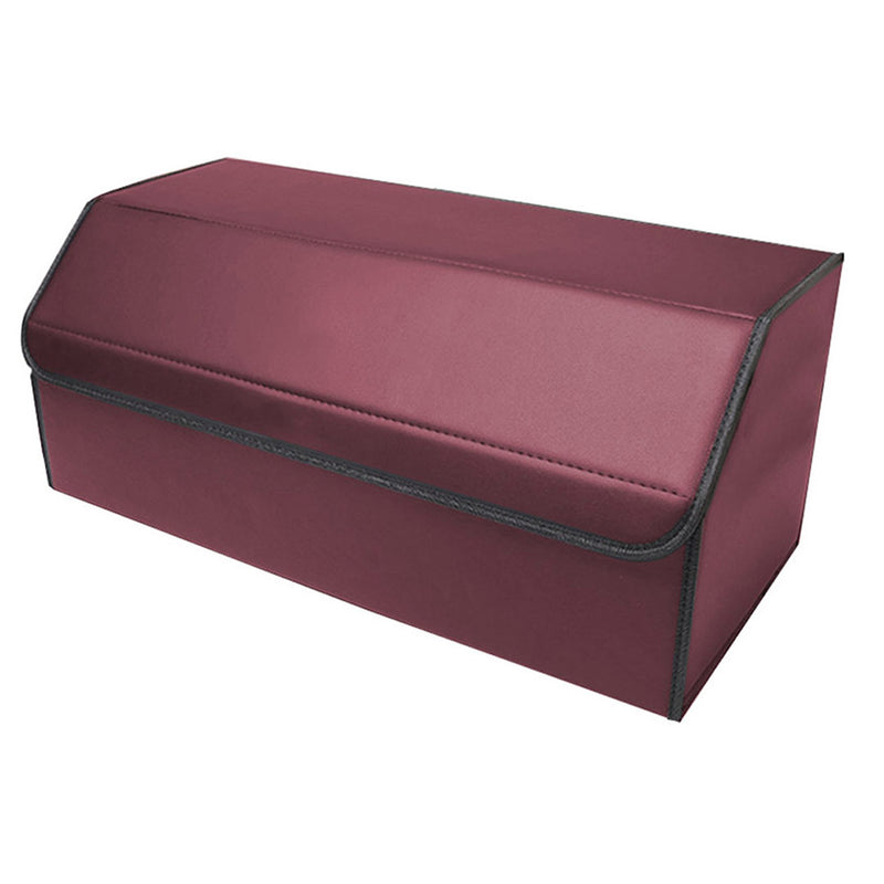 2X Leather Car Boot Organizer Medium Collapsible Foldable Storage Box Red