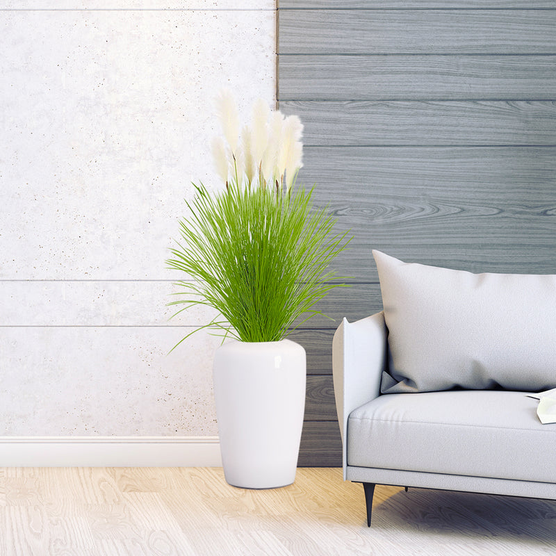 4X 137cm Potted Artificial Pampas Grass Plastic Tall Fluffy Green