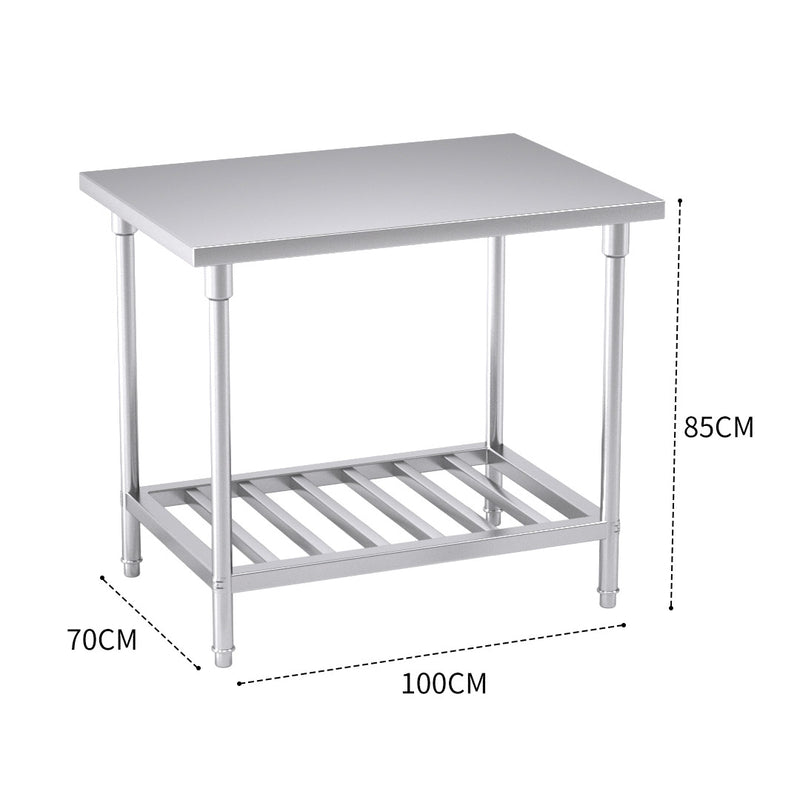 Stainless Steel Prep Work Bench 100x70x85cm Heavy Duty Adjustable Shelf