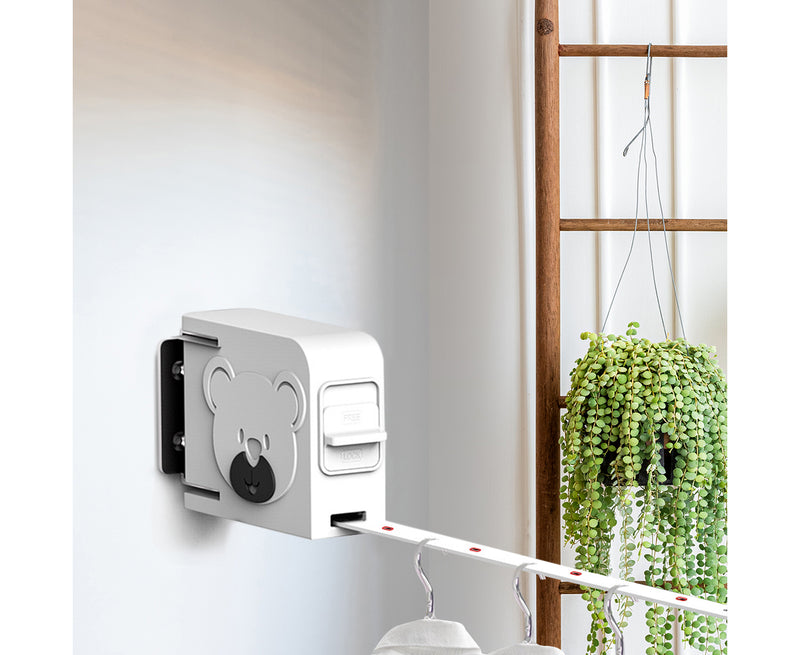 2X 160mm Wall Mounted Retractable Clothesline Rack ABS Aluminum 20kg White
