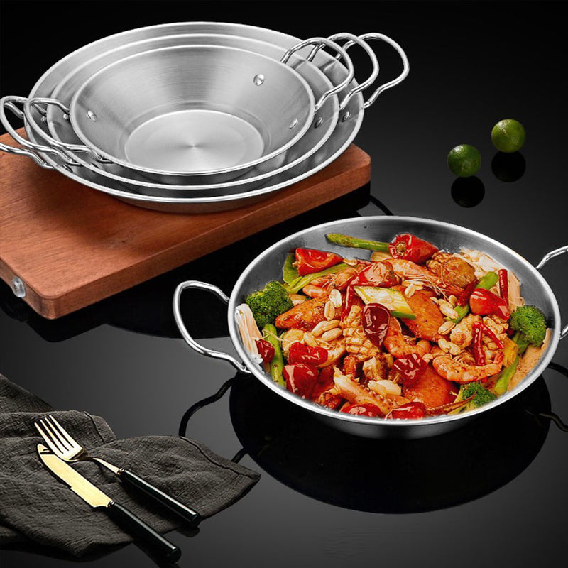 29cm Dry Pot 201 Stainless Steel Silver Nonstick Lid Induction Safe