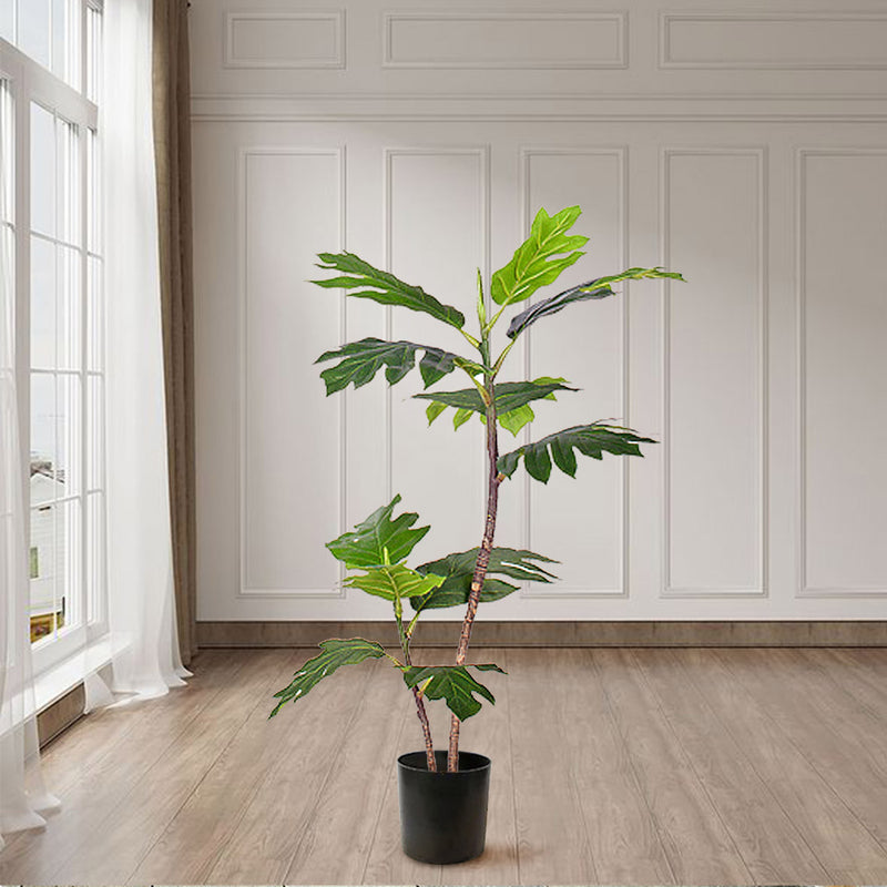 2X 90cm Artificial Philodendron Tree Polyethylene Split Leaf Green Pot