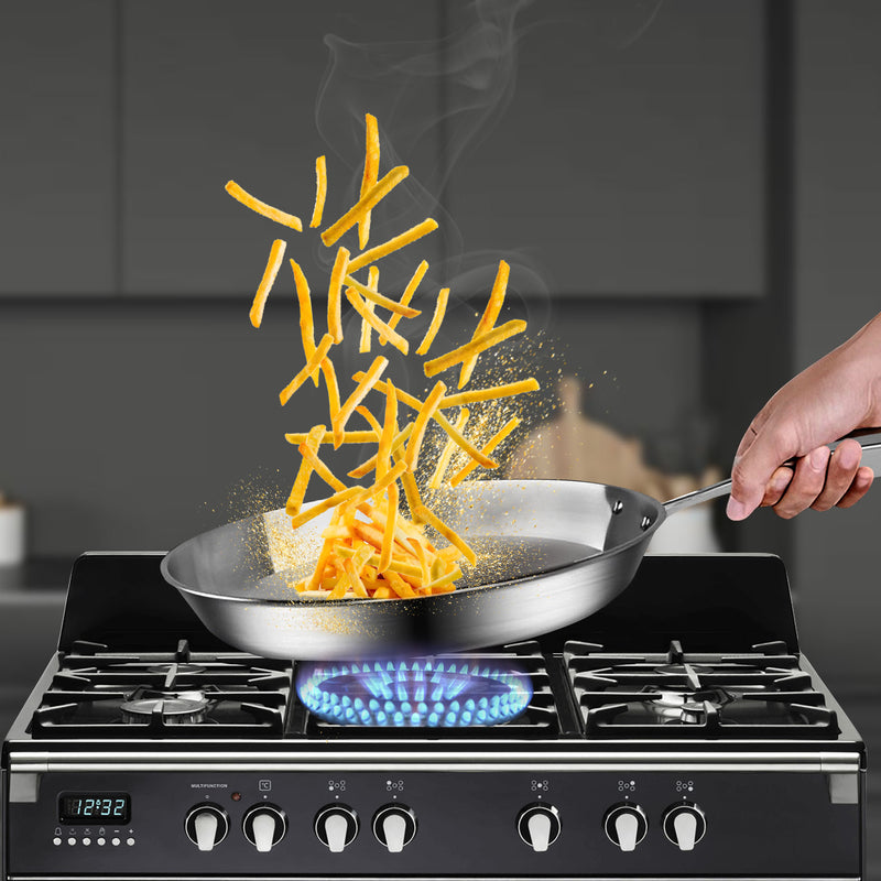 Stainless Steel Fry Pan Set 28cm 32cm Induction Compatible Riveted Handles