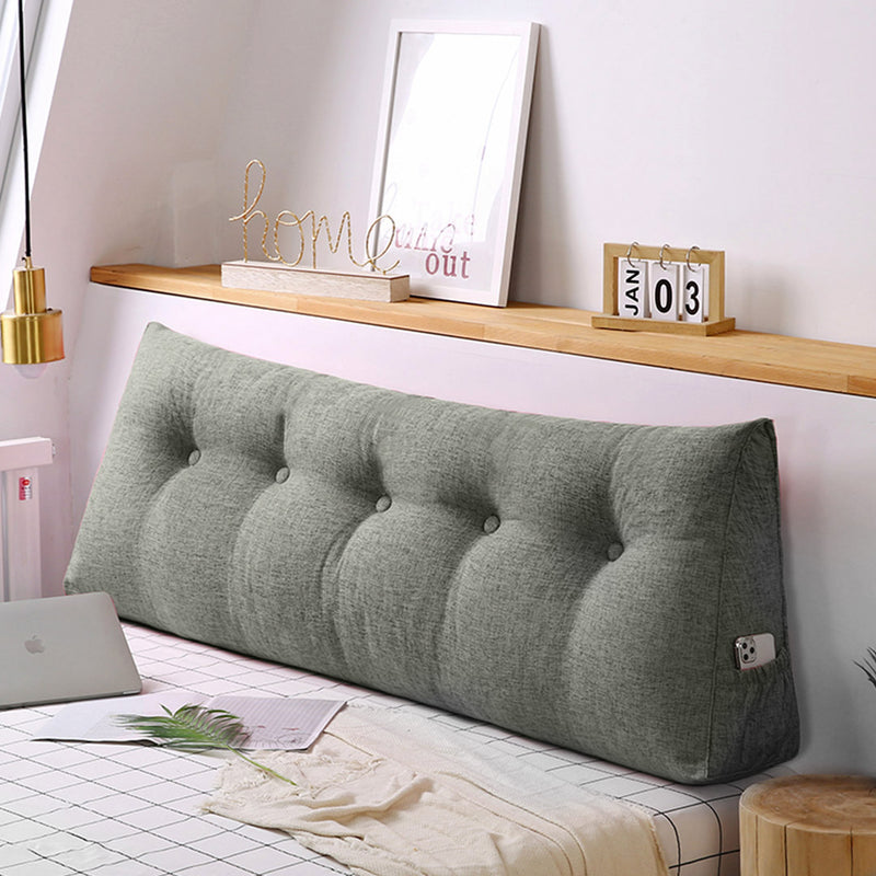 2X Triangular Wedge Bed Pillow 150cm Polyester Filled Grey Button Tufted