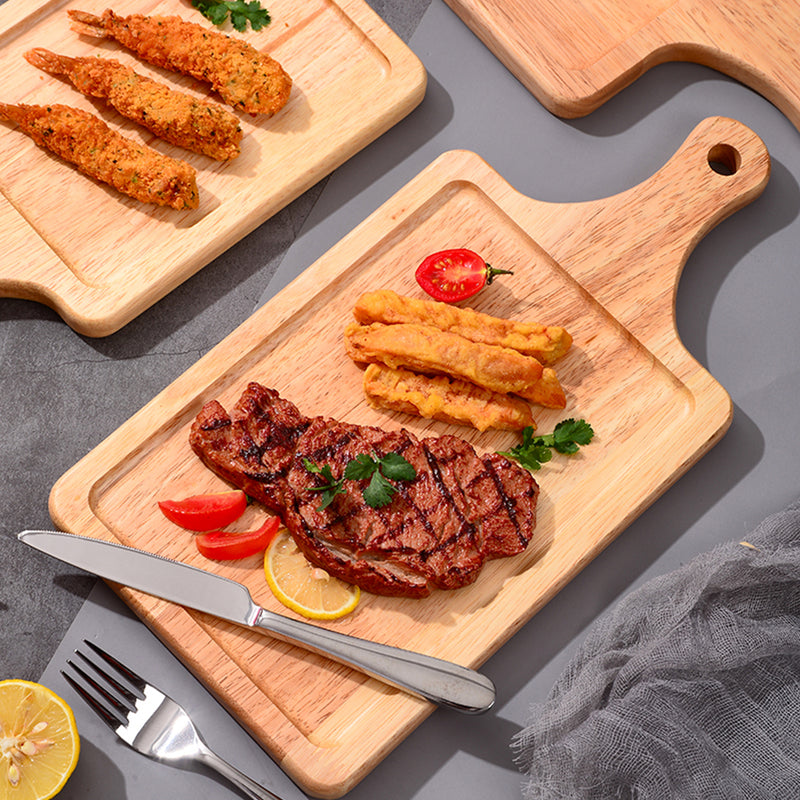 2X 35cm Rectangle Oak Wood Serving Tray Brown Charcuterie Board