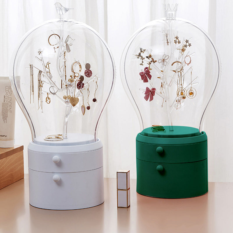 Green Jewelry Storage Box 360 Rotation 2 Layer Waterproof Dustproof Organizer