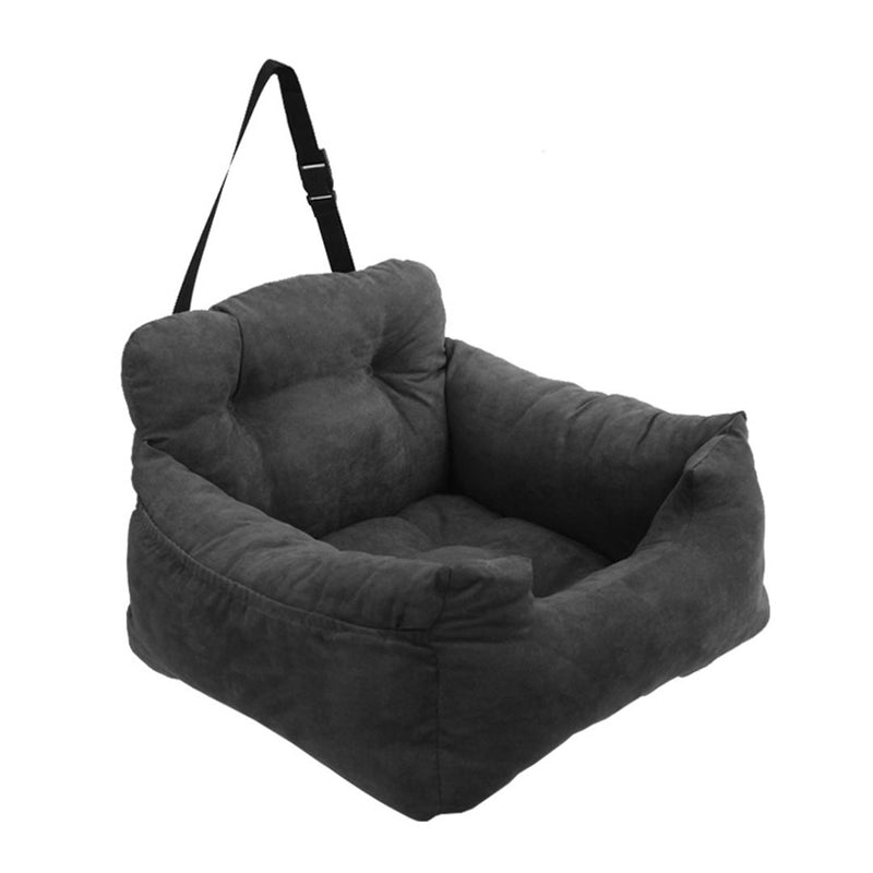 Grey Suede Leather Pet Car Seat Sofa Safety Bed Portable Travel Carrier 50x48x33cm