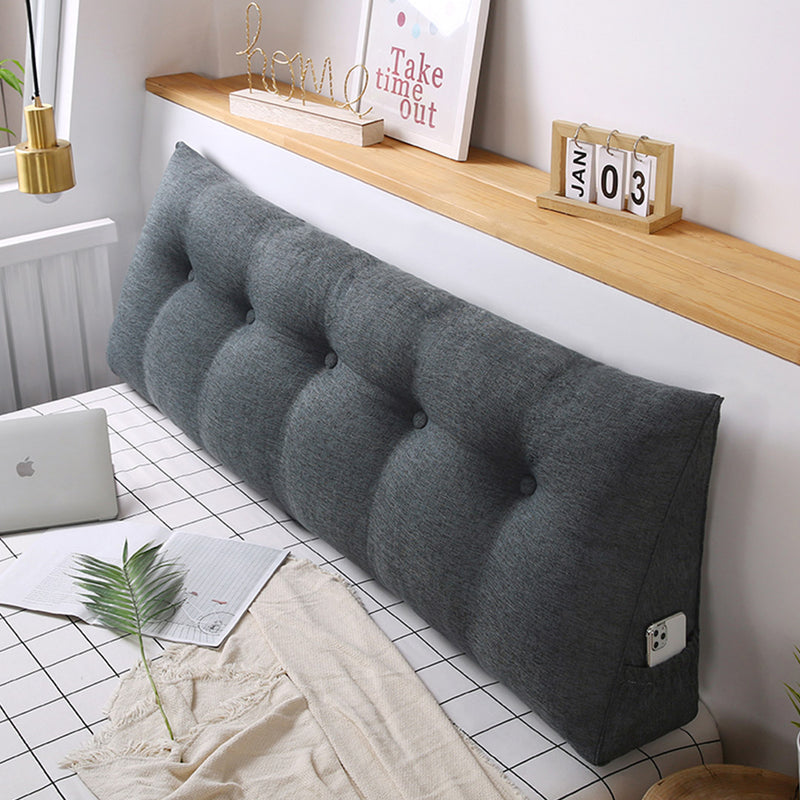 120cm Triangular Wedge Bed Headboard Pillow Dark Grey Polyester PP Filling