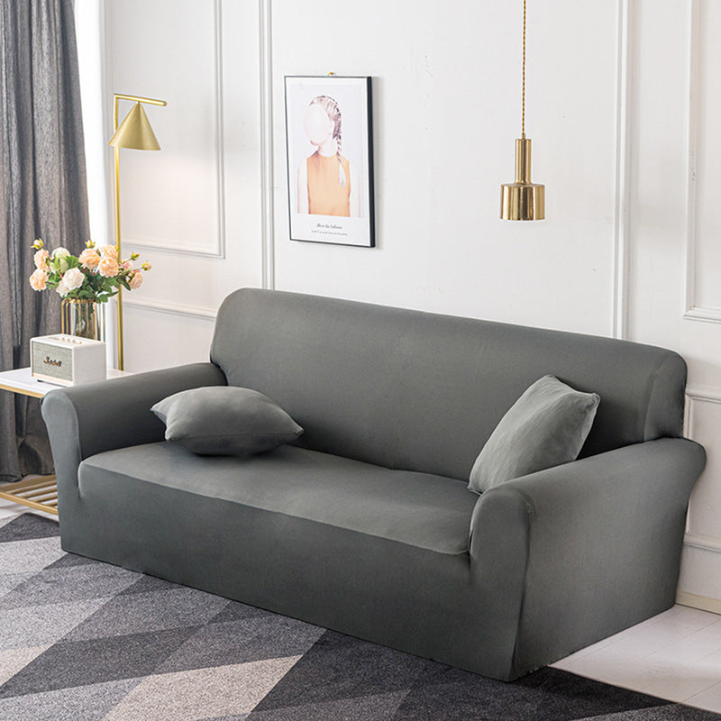 1 Seater Grey Polyester Stretch Sofa Slipcover Fits 90 To 140 Cm