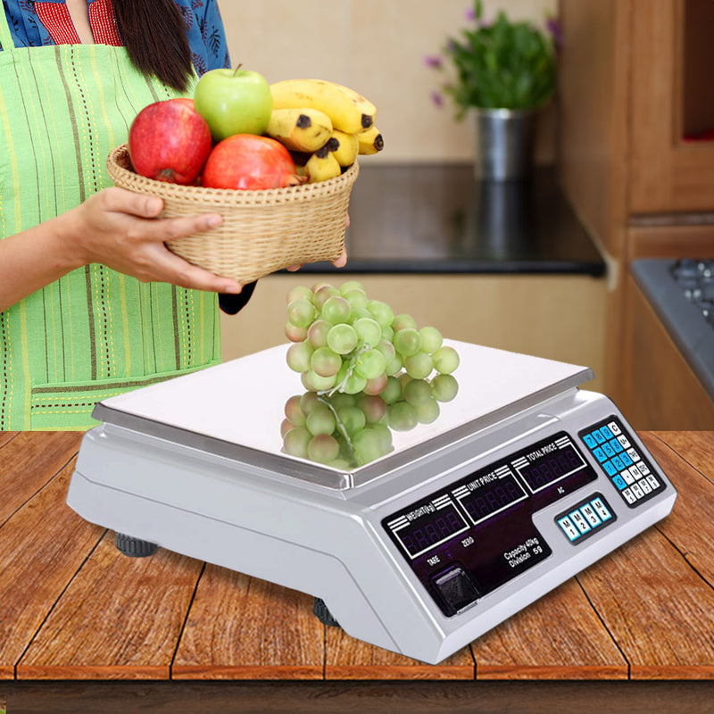 2X 40kg Digital Kitchen Scale Stainless Steel Black Double-Sided LCD Display