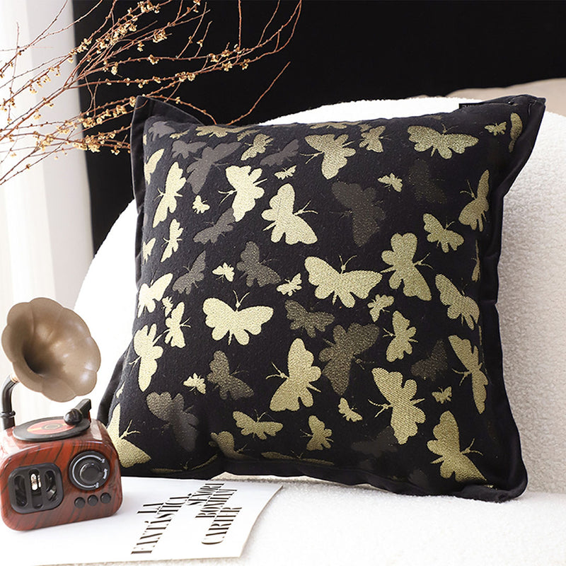 2X 45x45cm Velvet Plush Throw Pillow 15cm Thick Vintage Butterfly
