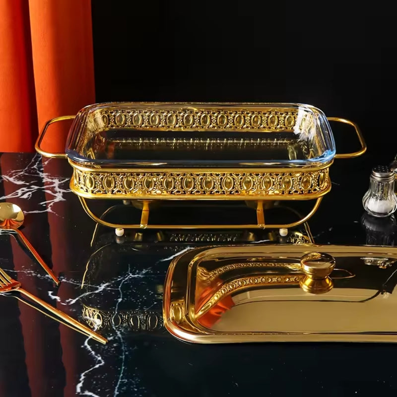 1.5L Lace Dining Stove Kitchen Appliance Gold Finish Iron Glass Stainless Steel