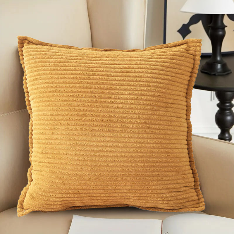 2X Velvet Throw Pillow 45cm Mustard Soft Plush Indoor Outdoor Decorative Cushion