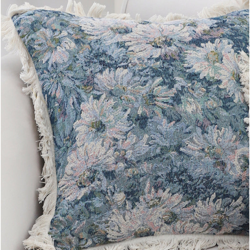 2X Velvet Floral Needlepoint Cushion 45x45cm Multicolor Shabby Chic Decor
