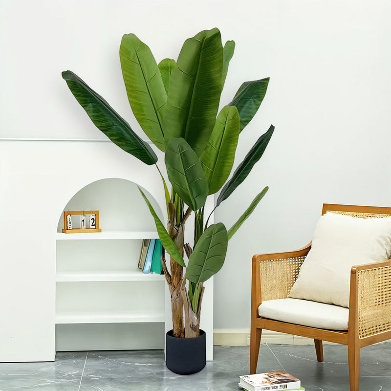 Artificial Banana Plant Bird Of Paradise Tree 190cm Green 3 Branches Polyurethane
