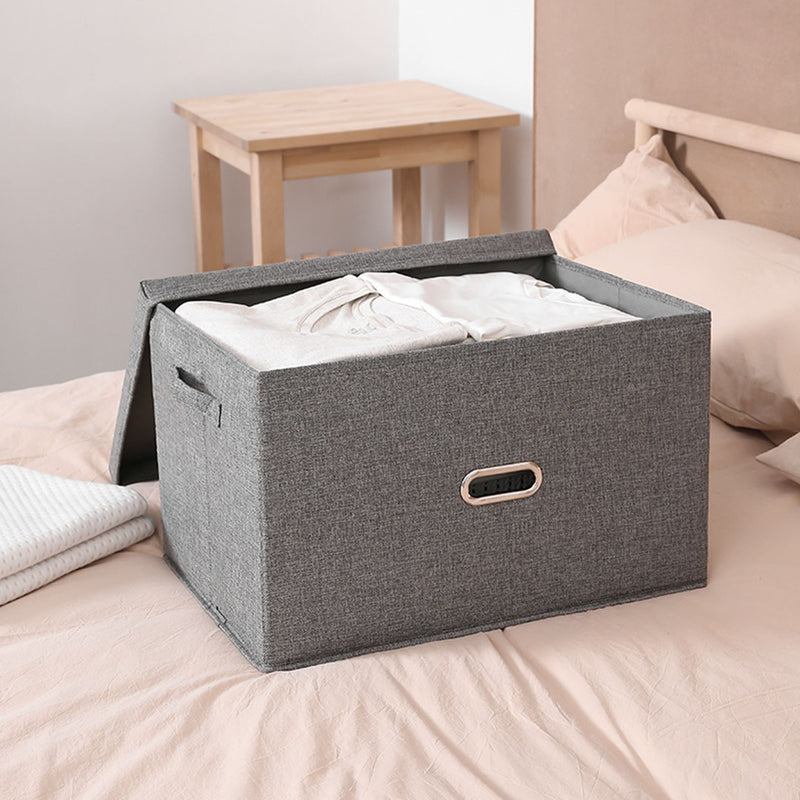 Large Foldable Canvas Storage Box 44x29x30cm Grey Durable Dustproof With Handle