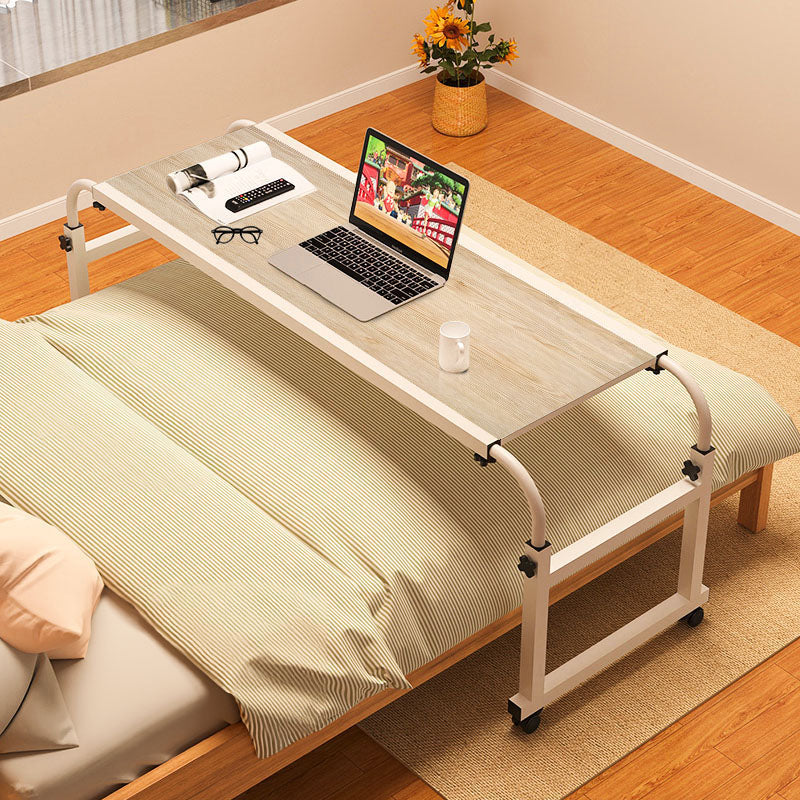 Wood Bed Desk Table 120x45cm Extendable 120 To 210cm Height 65 To 95cm Wheels