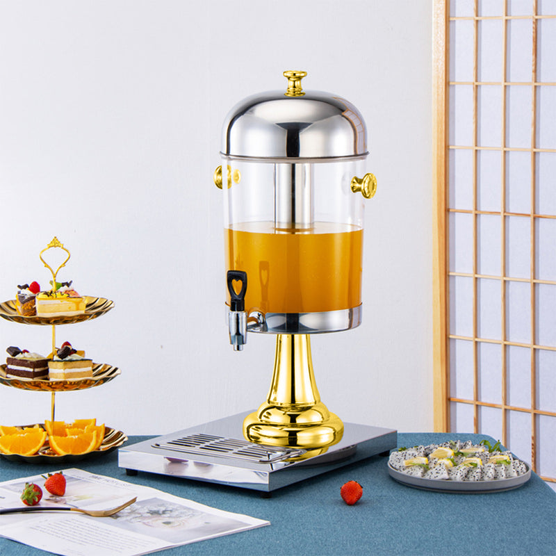 Single 8L Stainless Steel Beverage Dispenser Transparent Commercial Gold Silver