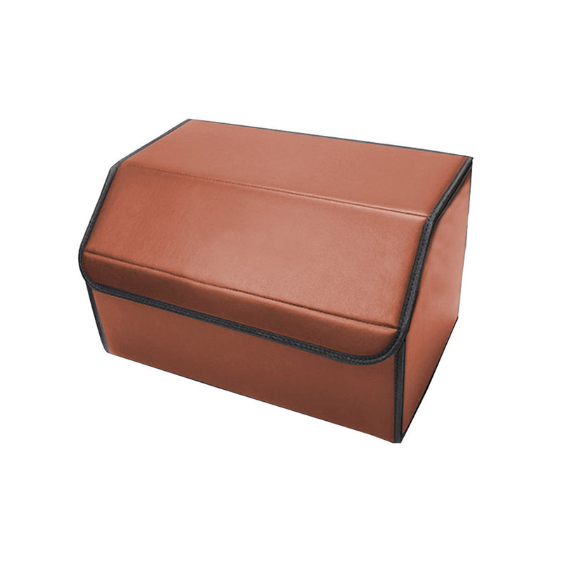 4X Leather Car Trunk Organizer 40x30x30cm Foldable Portable Black Red Stitch