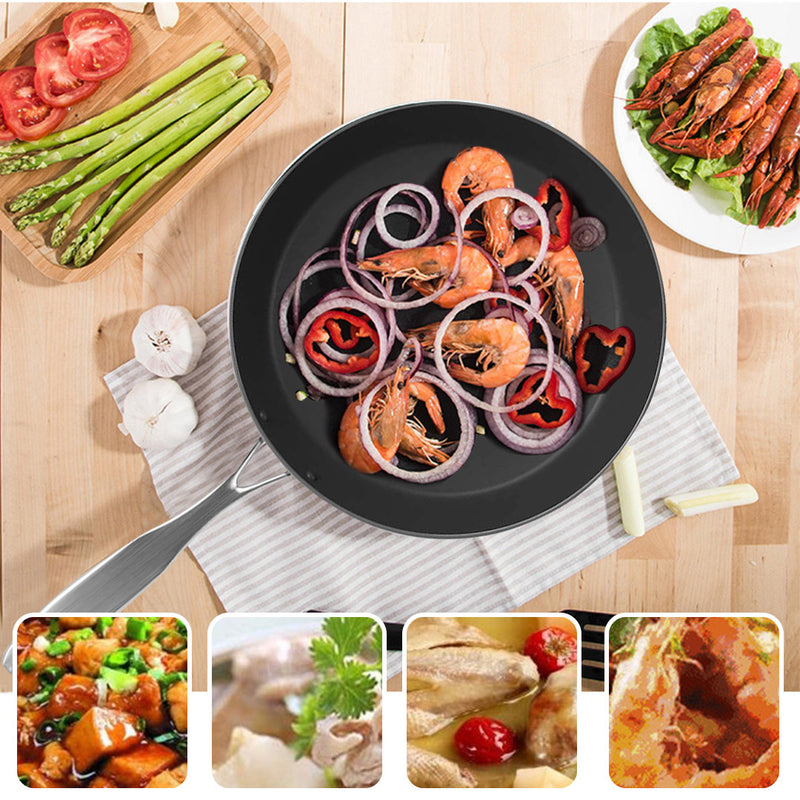 Stainless Steel Fry Pan 22cm Induction Compatible Non Stick Riveted Handle