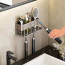 21cm Wall Mounted Aluminum Bathroom Shelf Waterproof Gray Space Saving Rack