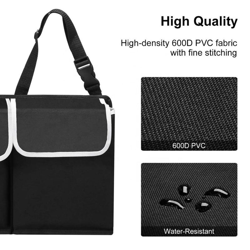 2X Car Trunk Organizer Oxford Cloth 90x25x12cm Foldable Water Resistant Black