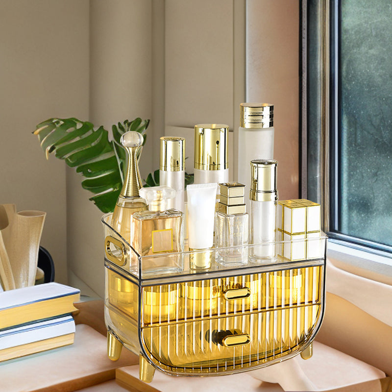 2X Golden Yellow 3 Tier Cosmetic Skincare Jewelry Storage Organizer Dustproof