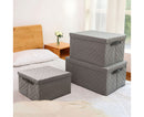 Large Grey Storage Box Non-Woven Fabric Organizer Diamond Pattern 50x40x30cm