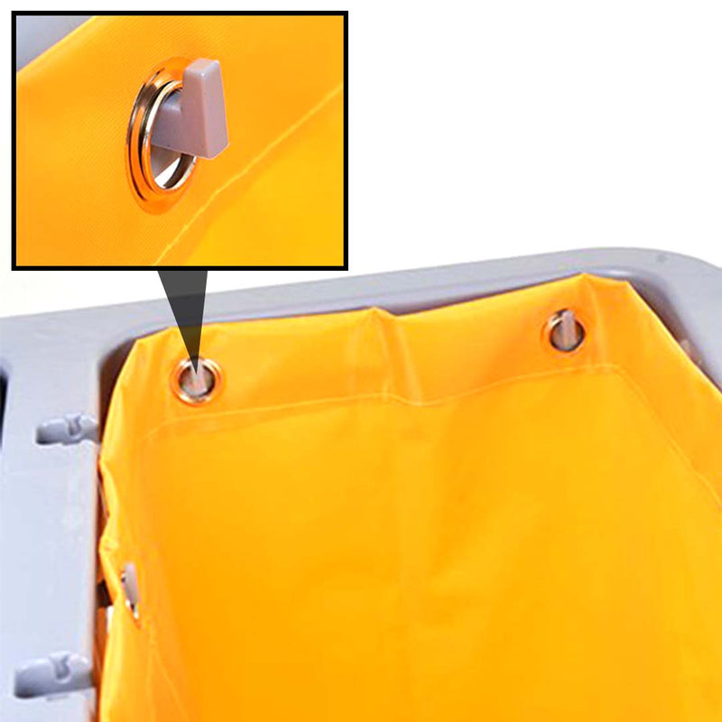 2X 3 Tier Janitor Cleaning Cart with Shelves Waterproof Bag and Lid Gray Yellow