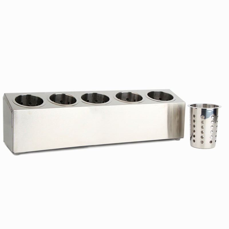 Stainless Steel Cutlery Holder 5 Holes Durable Rectangular Dishwasher Safe