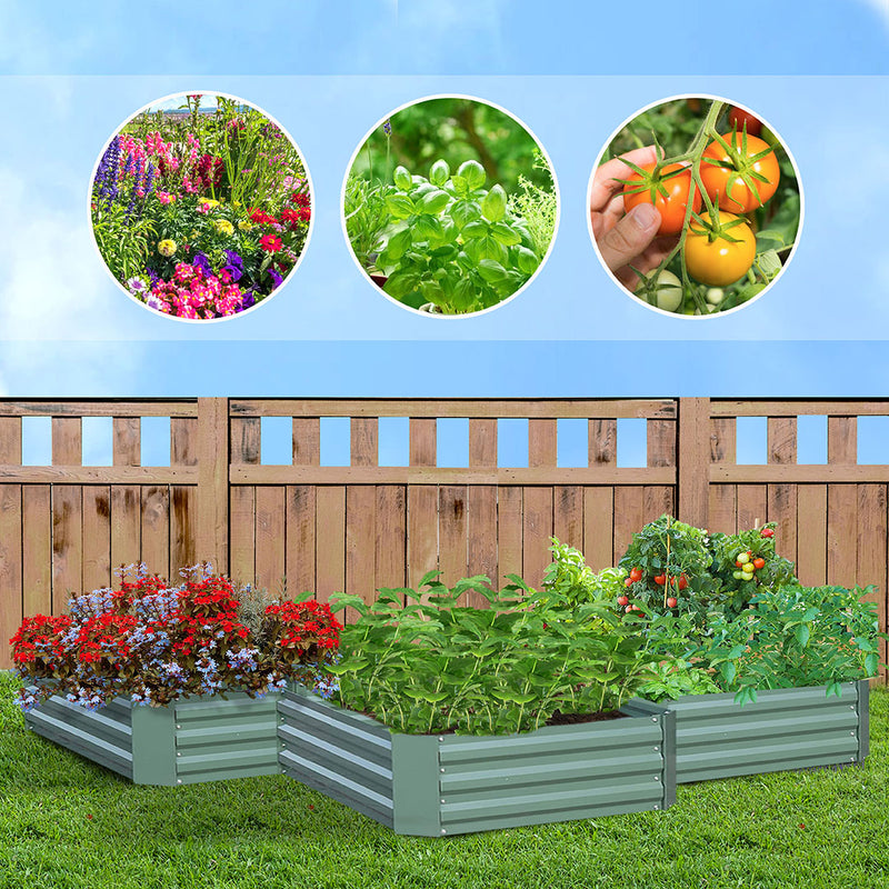 2X 90X60X30cm Galvanized Raised Garden Bed Green Rectangular Outdoor