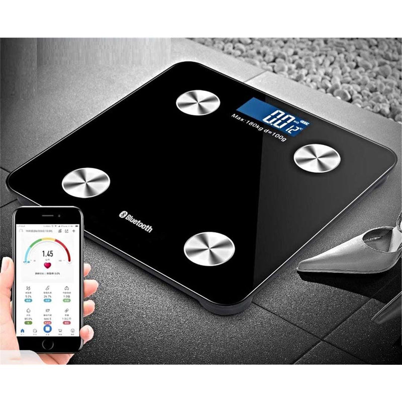 2X Bluetooth Digital Body Fat Scale BMI 4 Sensor 3KG To 180KG Black Pink