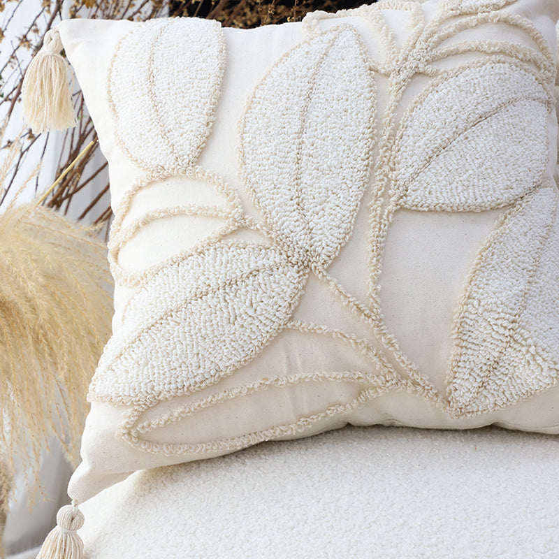 45x45cm Plush Velvet Square Throw Pillow Cream Decorative