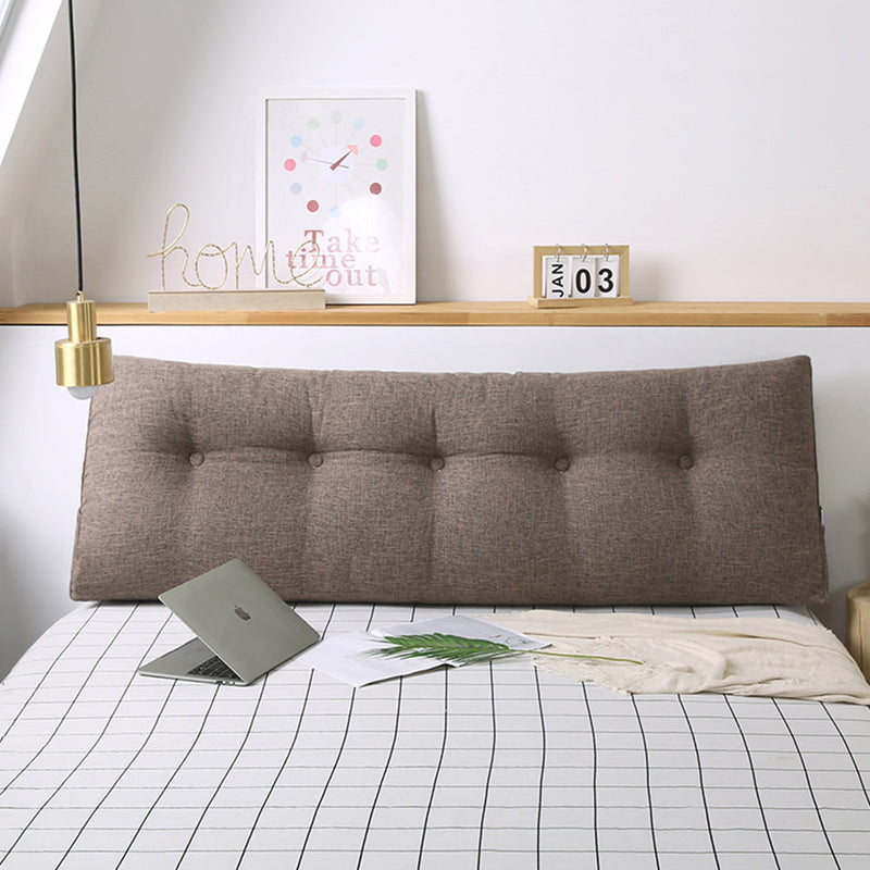 2X Triangular Wedge Headboard Pillow 120cm Polyester Button Tufted Coffee