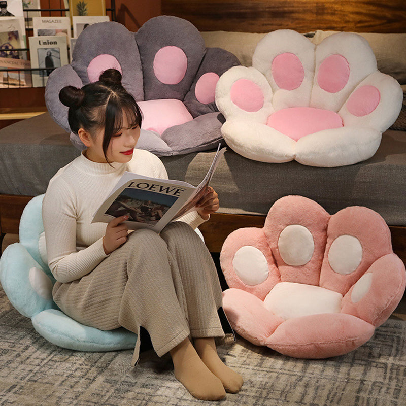 2X 70cm Mint Blue Paw Shape Plush Cushion Warm Sofa Pillow Backseat Mat Decor