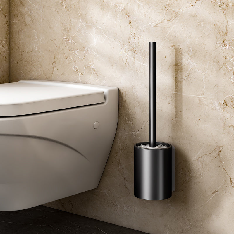 2X 27cm Wall Mounted Aluminum Toilet Brush Holder Black Rust Resistant