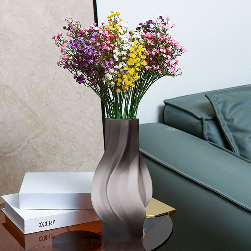 Hand Blown Glass Vase 33cm Bubble Texture Slender Grey