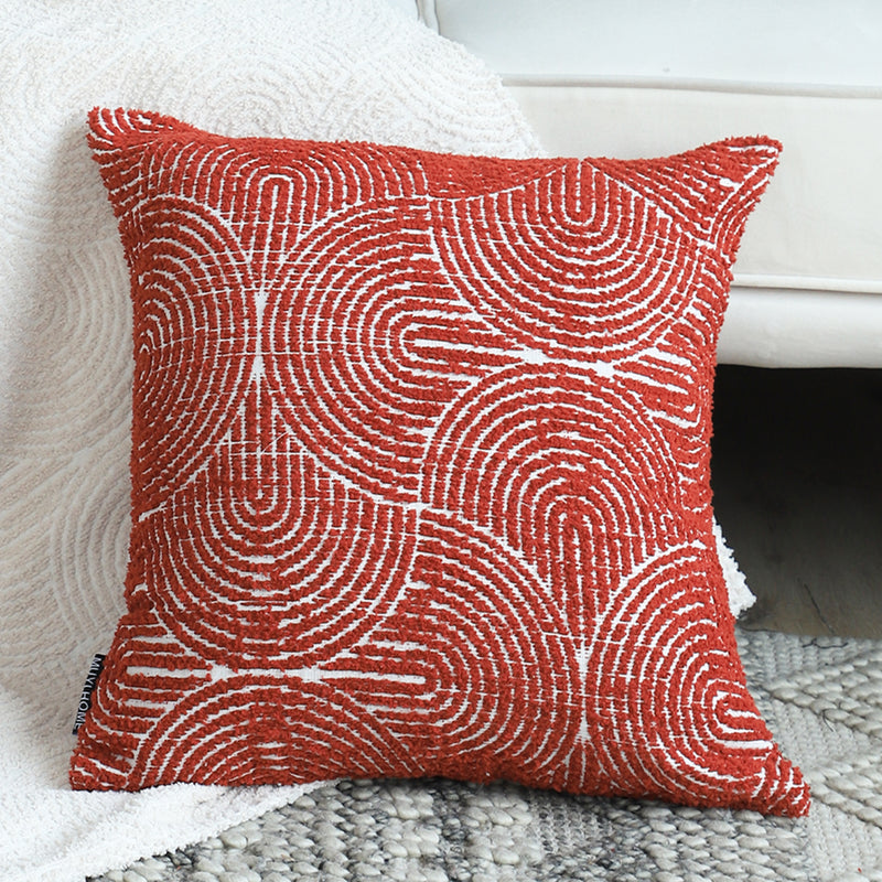 2X 50x50x18cm Polyester Cotton Blend Throw Pillow Burgundy Indoor Outdoor