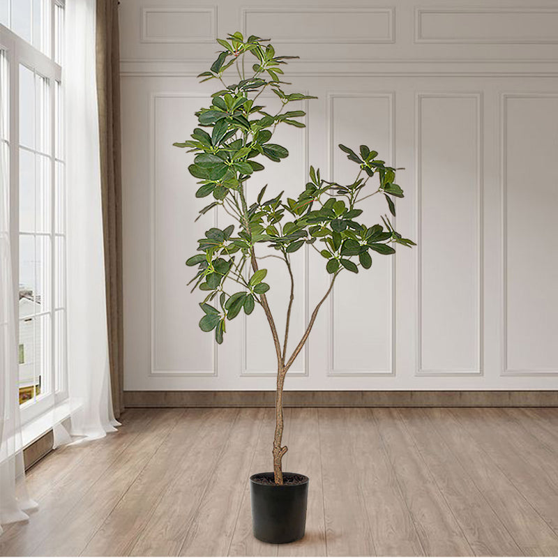 2X 160cm Artificial Schefflera Dwarf Umbrella Tree Green Polyethylene For Indoor