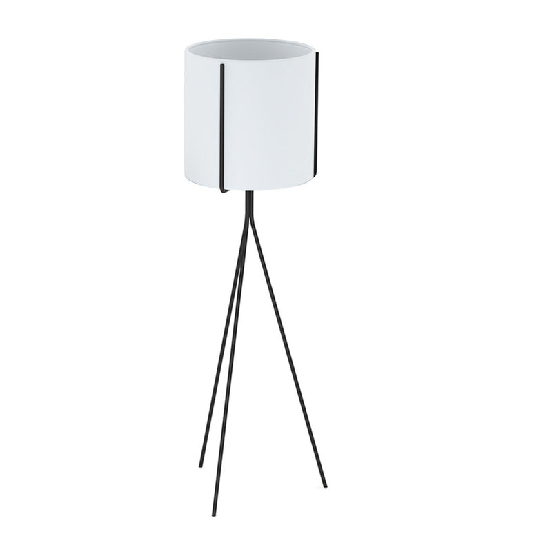 Plant Stand Tripod 80cm Iron Frame Enamel White Pot Black Legs Indoor
